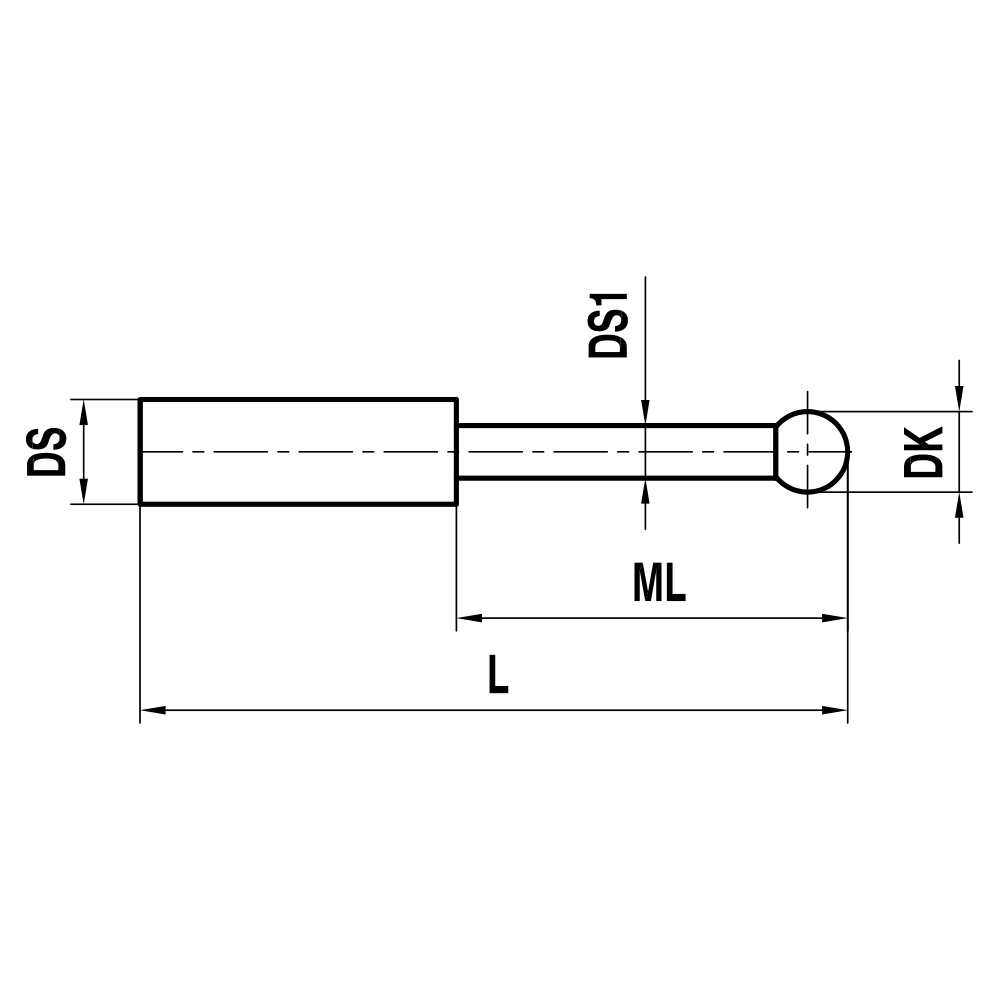 Non-threaded, Stepped-stem, 10° Taper Pin Stylus