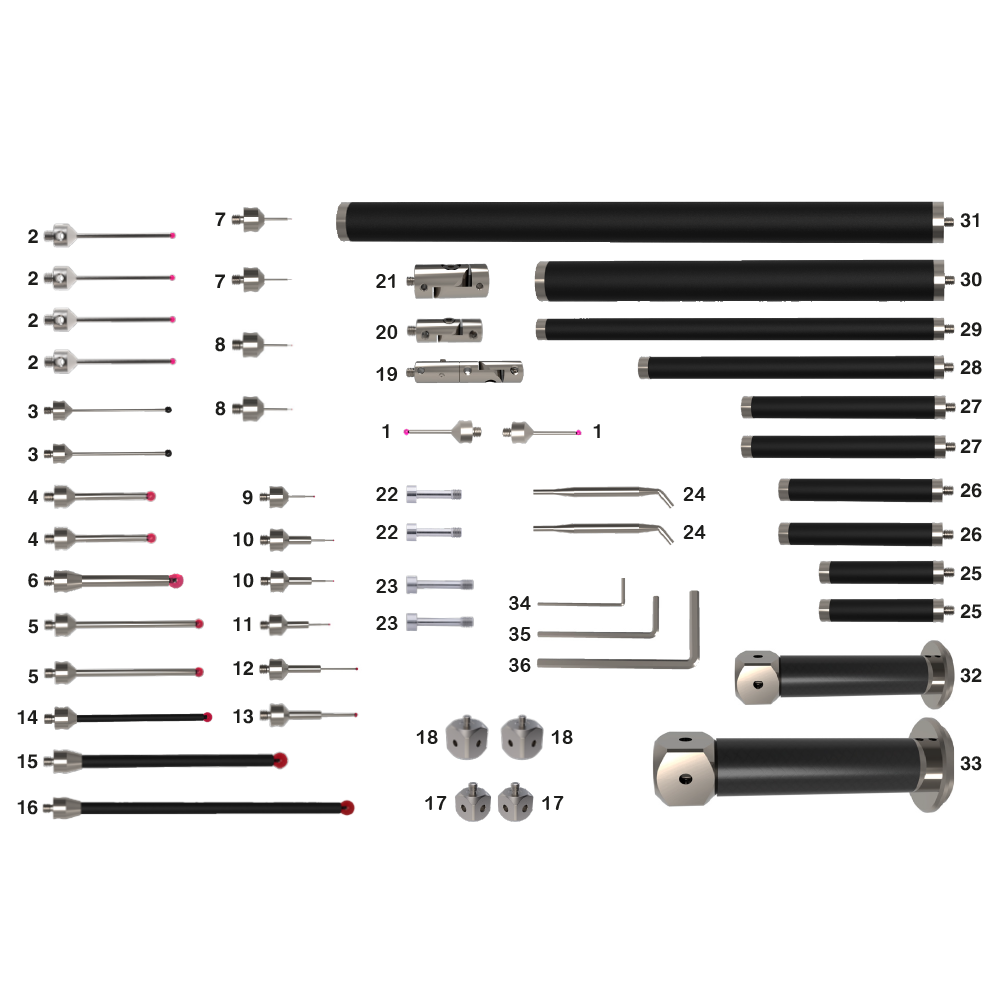TBM5KIT55 - M5 styli set for Zeiss Vast XT (55 pieces)