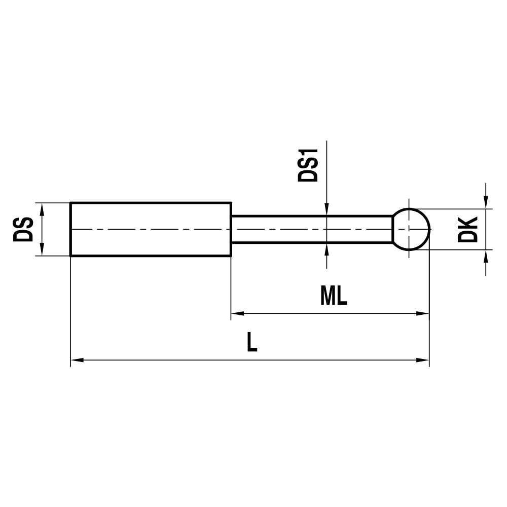 Non-threaded, Stepped-stem, 10° Taper Pin Stylus