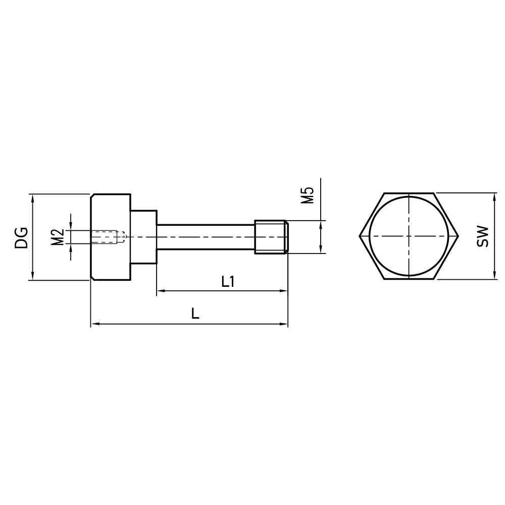 M5 - Bolt for Spherical Disk and Cube