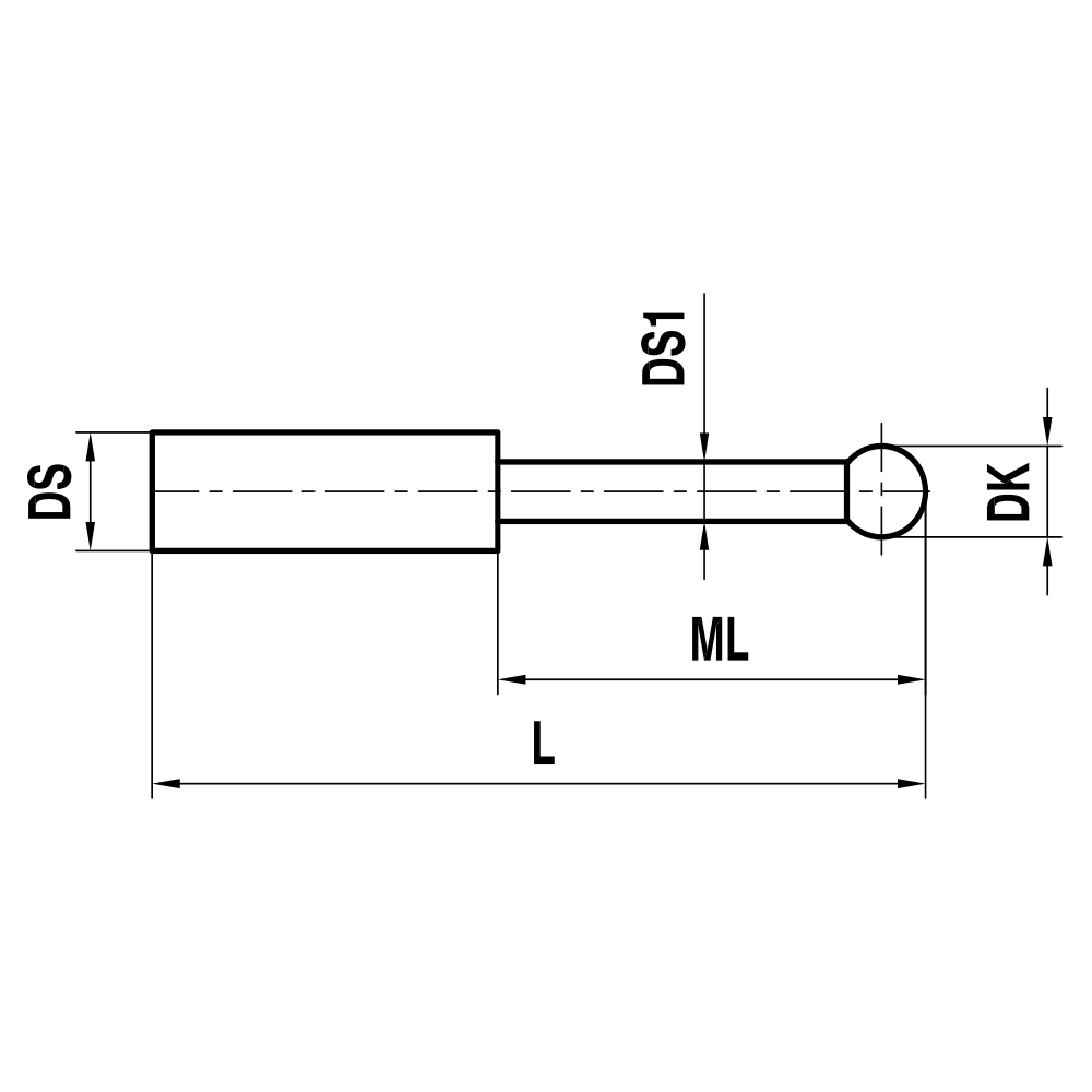 Non-threaded, Stepped-stem, 10° Taper Pin Stylus