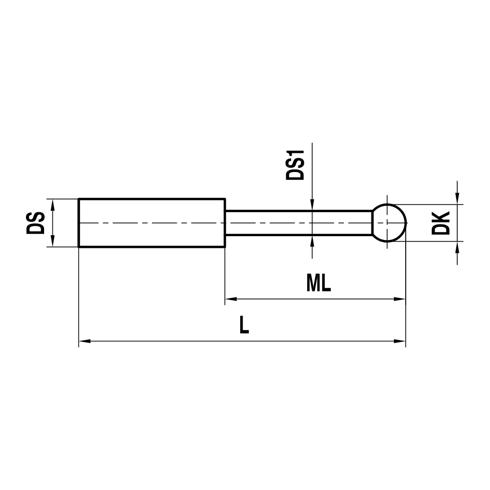 Non-threaded, Stepped-stem, 10° Taper Pin Stylus