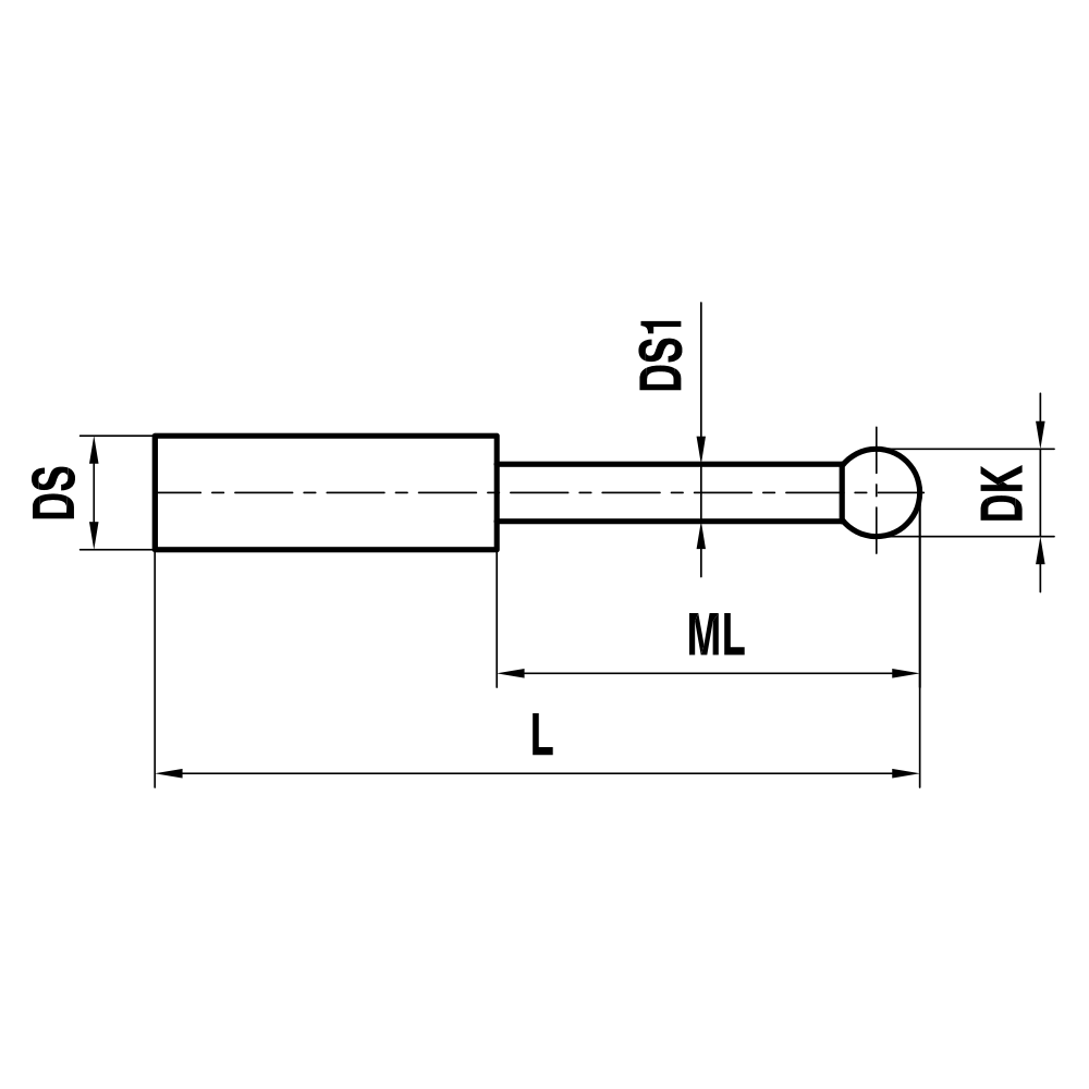 Non-threaded, Stepped-stem, 10° Taper Pin Stylus
