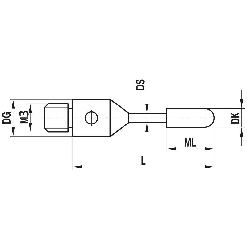 M3 Spherical-tip, Stepped Cylinder Stylus