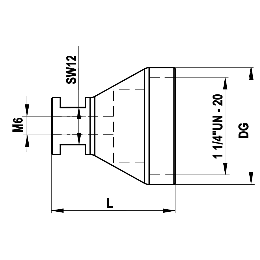 1.25 UN-20 / M6 Thread Size Adapters