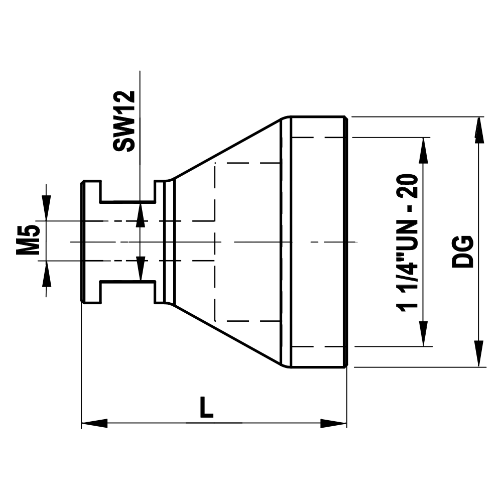 1.25 UN-20 / M5 Thread Size Adapters