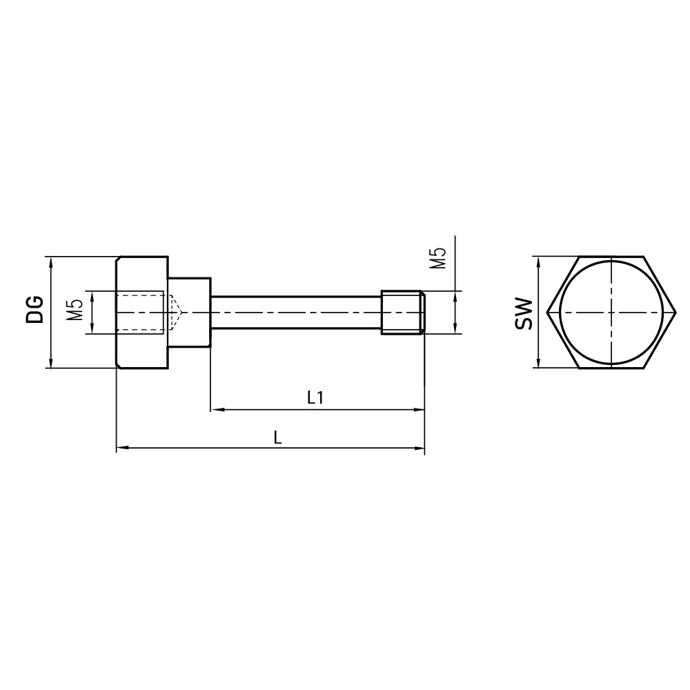 M5 - Bolt for Spherical Disk and Cube