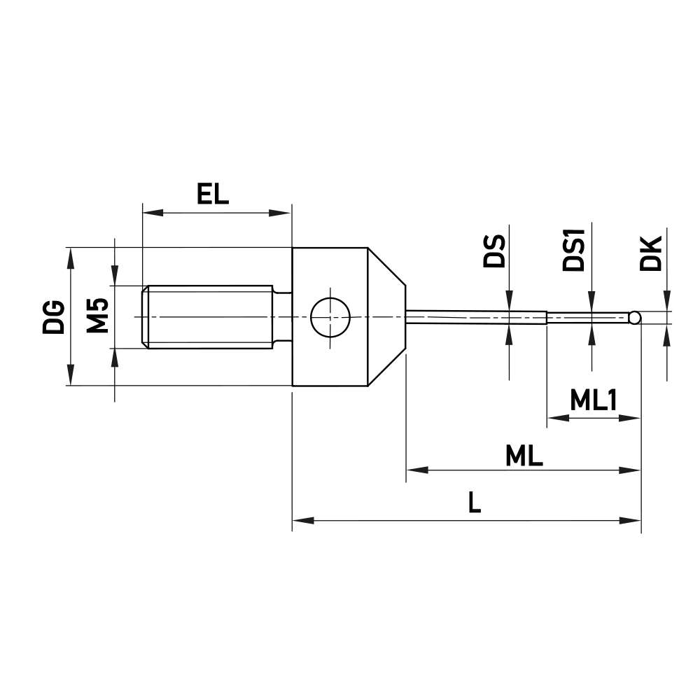 M5 Extended-thread, Stepped-stem  Stylus for Star Configurations