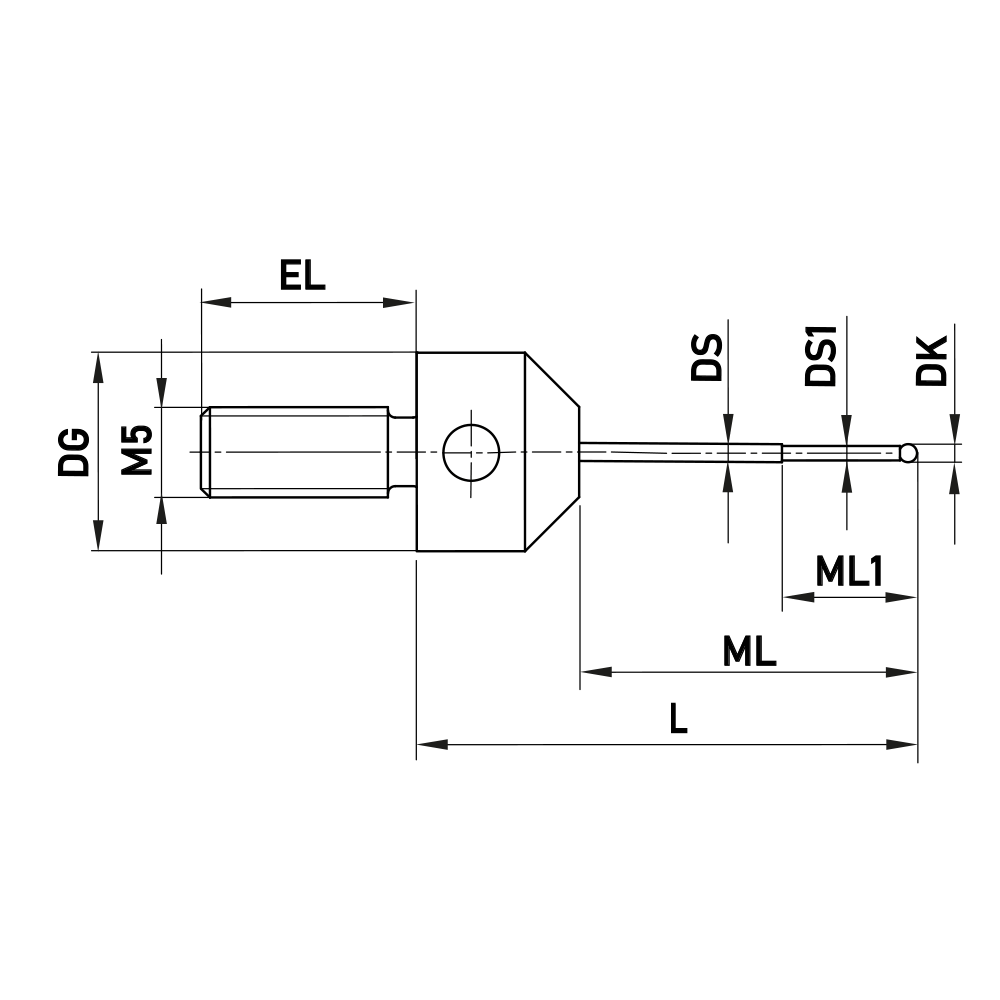 M5 Extended-thread, Stepped-stem  Stylus for Star Configurations