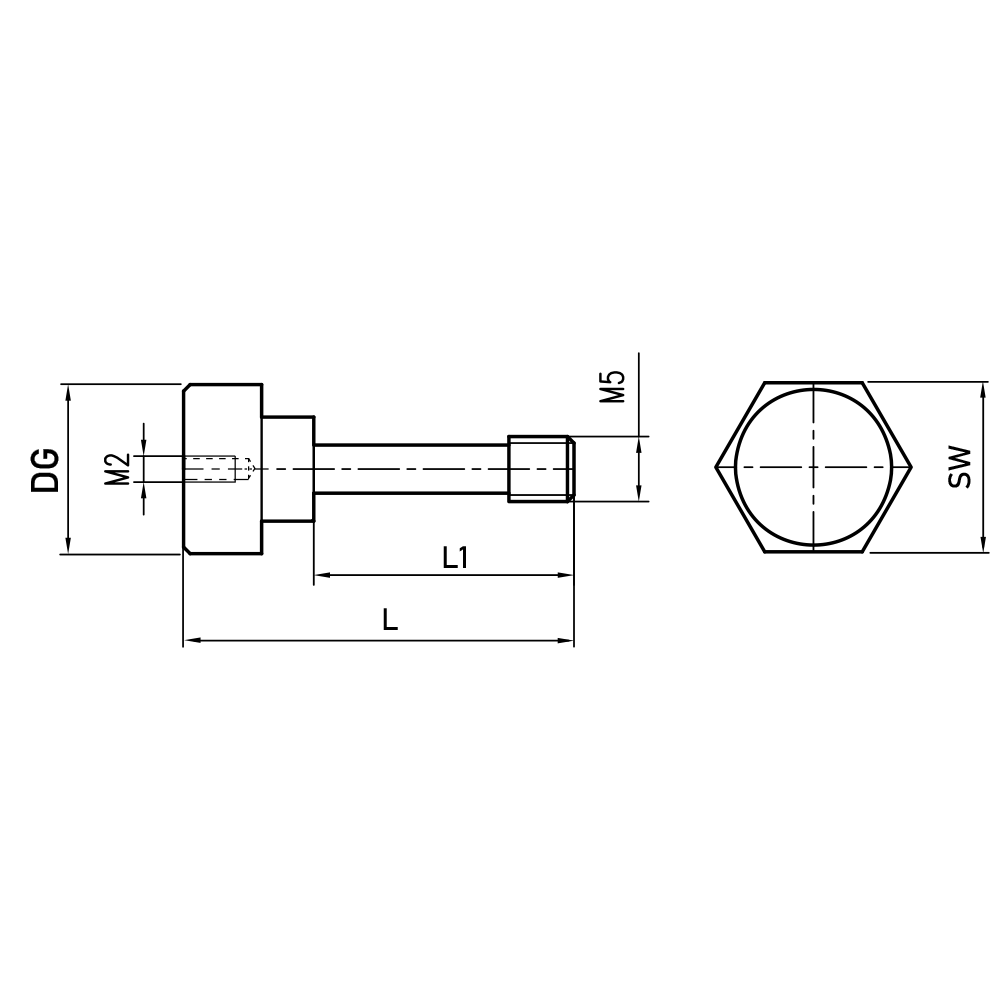 M5 - Bolt for Spherical Disk and Cube