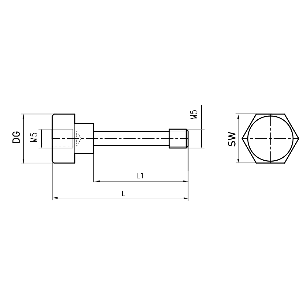 M5 - Bolt for Spherical Disk and Cube