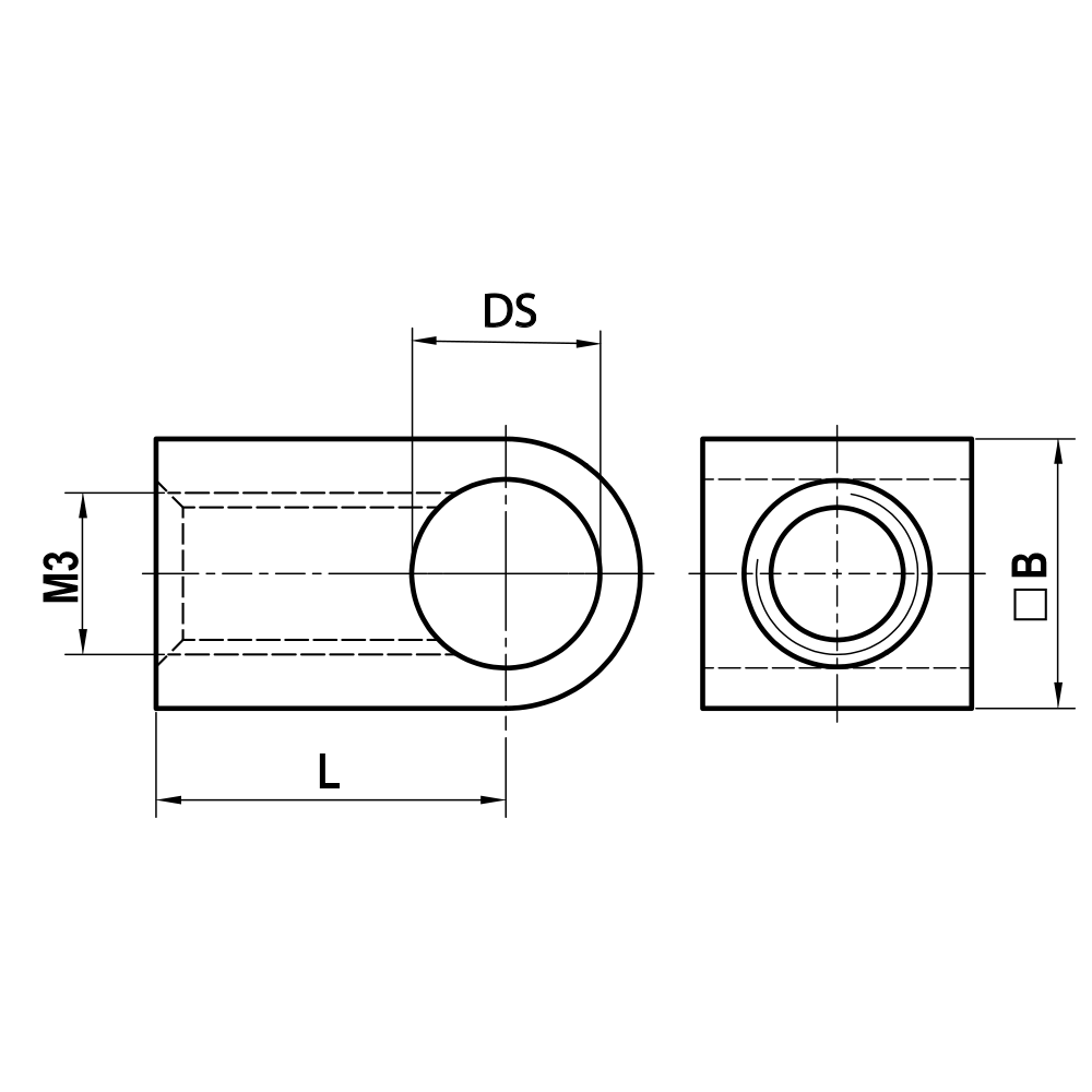 M3 XXT  1-way, Threaded-Stylus Holder Cube  90°